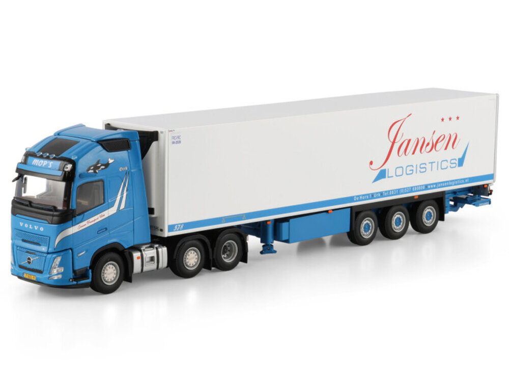 WSI WSI Volvo FH Aero Globetrotter XL 6x2 with 3-axle twin steer reefer trailer JANSEN URK