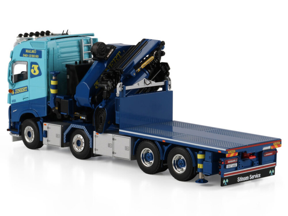WSI WSI Volvo FH5 Globetrotter Riged flatbed truck 8x4 with  palfinger PK 165.002 tec 7 + jib JINERT