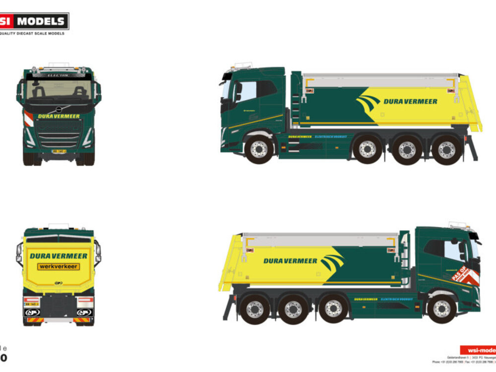 WSI WSI Volvo FH5 Sleeper Cab  8x4 electric kipper truck DURA VERMEER