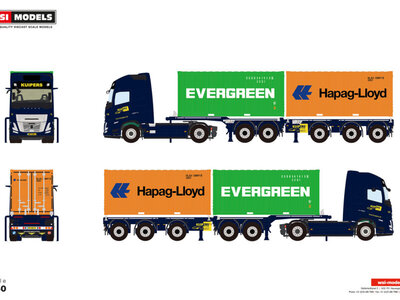 WSI WSI Volvo FH Aero Globetrotter XL 4x2 with 5-axle 2connect container combi + 2x 20ft container KUIPERS LOGISTICS