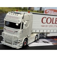 Tekno Scania Next Gen S-serie Highline met 3-assige schuifzeilen oplegger COLES & SONS "GREASE"
