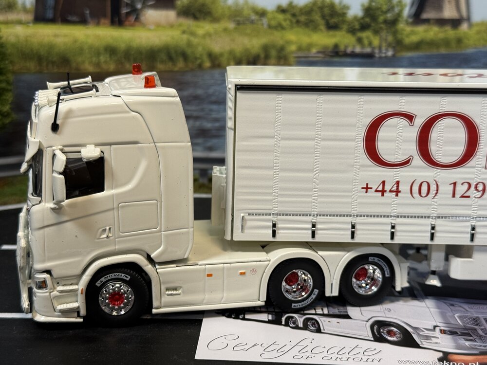 Tekno Tekno Scania Next Gen S-serie Highline with 3-axle curtainside trailer COLES & SONS "GREASE"