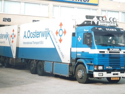 Tekno Tekno Scania 143-420 motorwagen met 2-assige wipkar OOSTERWIJK