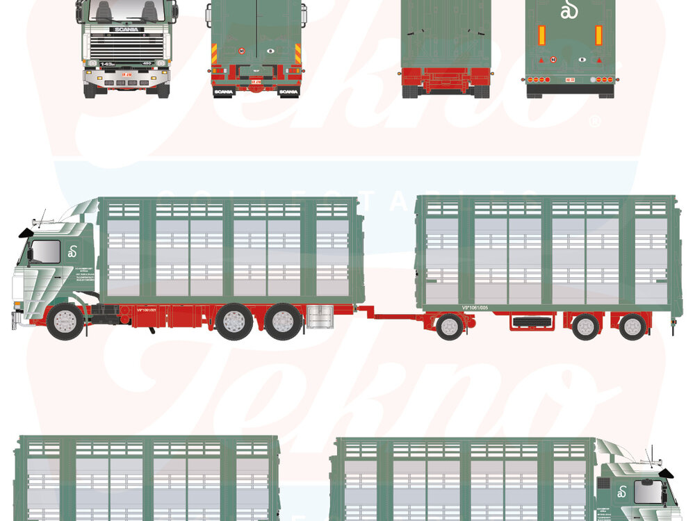 Tekno Tekno Scania 3-serie Topline with 3-axle trailer SCHOONBROODT & HIBUS