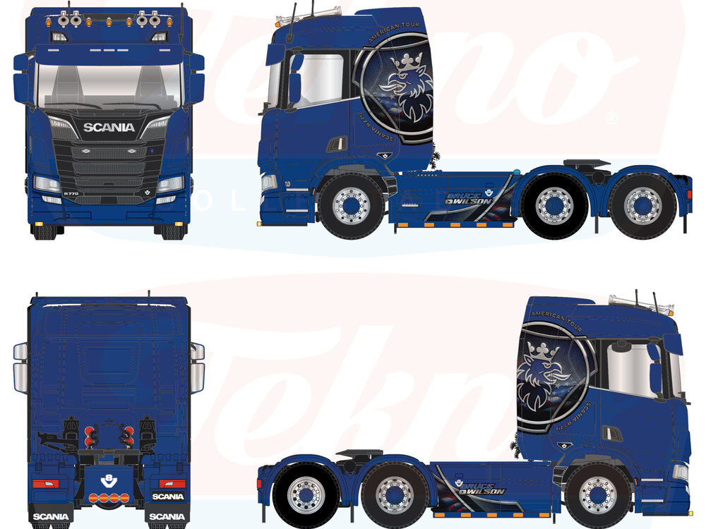 Tekno Tekno Scania NGR normal roof 6x4 in plastic display BRUCE WILSON