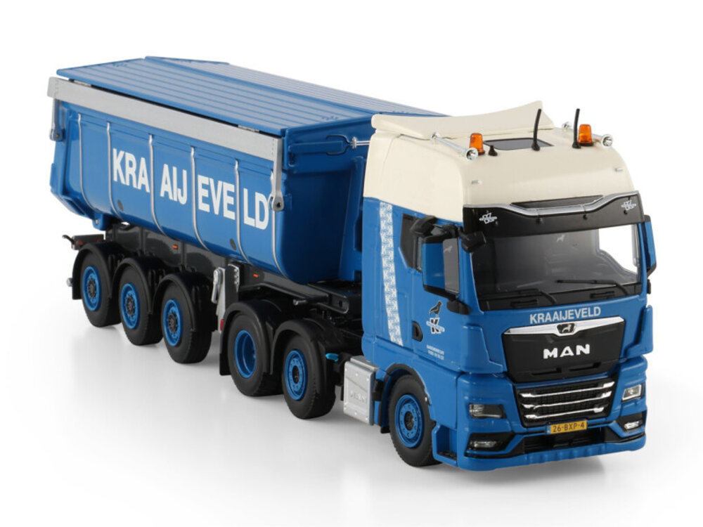 WSI WSI MAN TGX GX 6x2 with 3-axle non steering tipper trailer KRAAIJEVELD