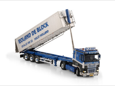 WSI WSI DAF 95XF  Space Cab 4x2  with 3-axle tipper trailer ROLAND DE BLOCK