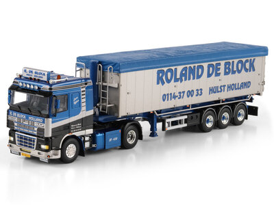 WSI WSI DAF 95XF  Space Cab 4x2  with 3-axle tipper trailer ROLAND DE BLOCK