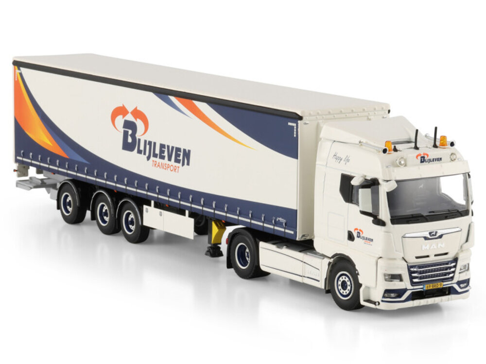 WSI WSI MAN TGX GM 4x2 met 3-assige tridec schuifzeilen oplegger BLIJLEVEN TRANSPORT