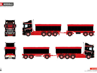 WSI WSI Scania R Normal 8x4 with 7-axle  cable system + 2x 15m3 container + cover ANDERS LAURITZEN