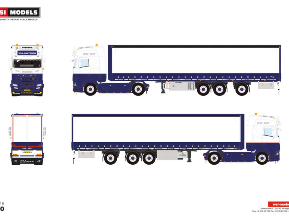 WSI WSI Scania S Highline 4x2 +with 3-axle box trailer VDB LUNTEREN