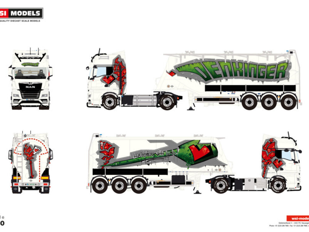 WSI WSI MAN TGX GX 4x2 with 3-axle bulk trailer DENKINGER