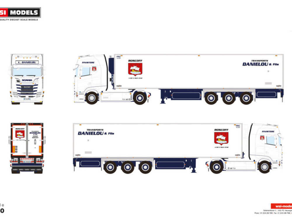 WSI WSI Scania S Highline 4x2 met 3-as koeloplegger DANIELOU