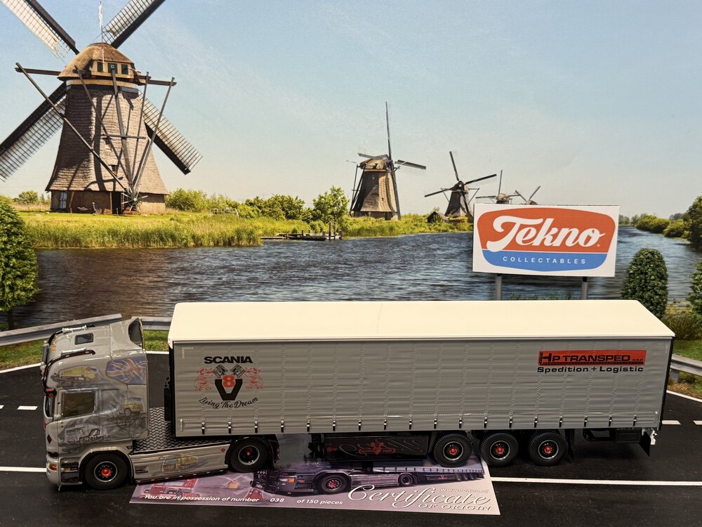 Tekno Tekno Scania R-serie Streamline met 3-axle curtainside trailer HP TRANSPED