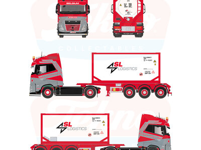 Tekno Tekno Volvo FH Aero 500 4x2 met 3-assig chassis en ISO Tankcontainer SL LOGISTICS