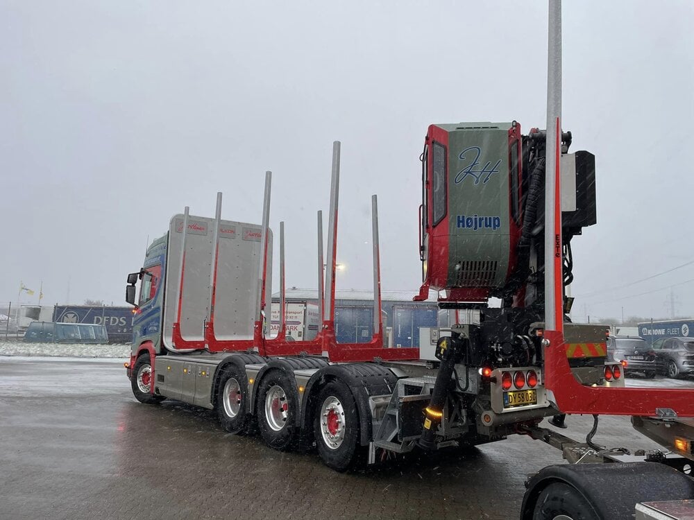 Tekno Tekno Scania NGR Highline 8x4 houtcombi met 4-assige aanhanger JAN HANSEN
