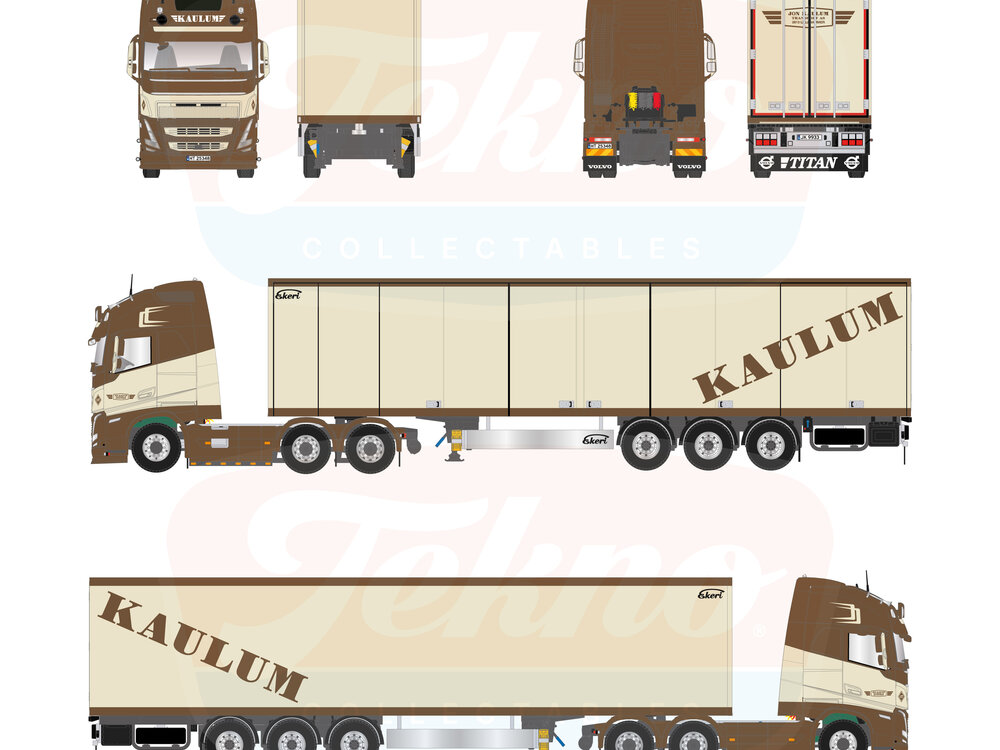 Tekno Tekno Volvo FH05 Globetrotter XL 6x2 with 3-axle reefer trailer KAULUM TRANSPORT