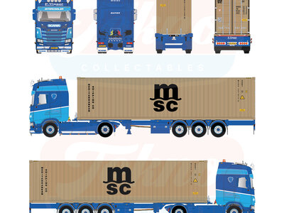 Tekno Tekno Scania Next Gen S-Highline with 3-axle container trailer +  40ft. container P. VISSER