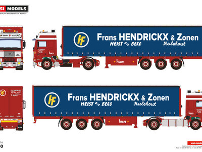 WSI WSI Volvo F16 Globetrotter 4x2 met 3-assige schuifzeilen oplegger HENDRICKX & ZONEN