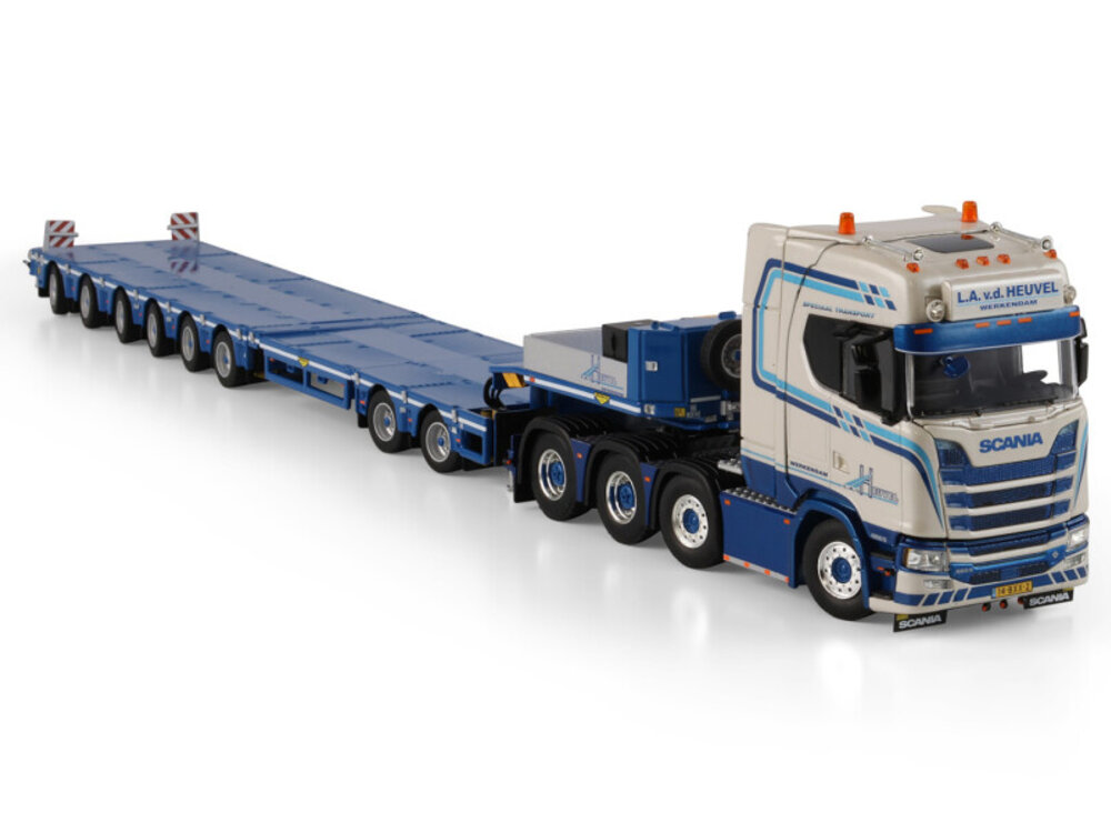 WSI WSI Scania S Highline 8x4 met 8-assige SL dieplader L.A. VAN DEN HEUVEL