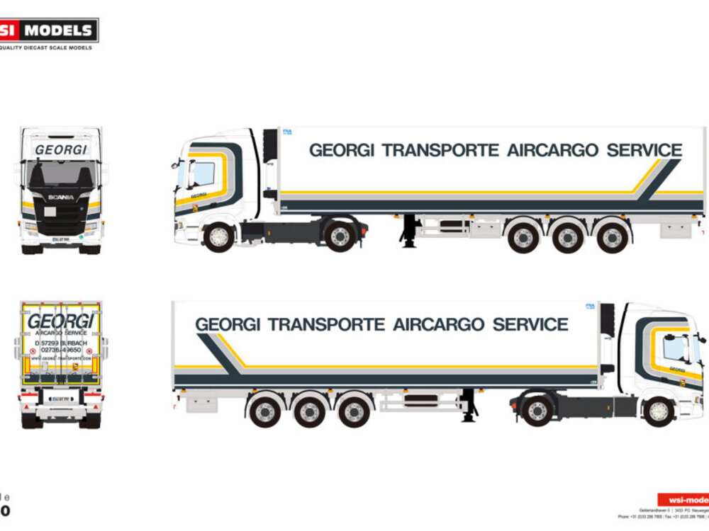 WSI WSI Scania R Highline 4x2 met 3-as koeloplegger GEORGI