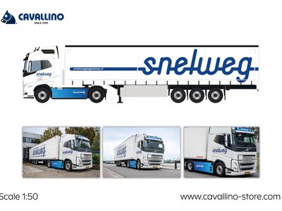 Cavallino Cavallino Volvo FH5 Glob. 4x2 met 3-as schuifzeilen oplegger SNELWEG TRANSPORT