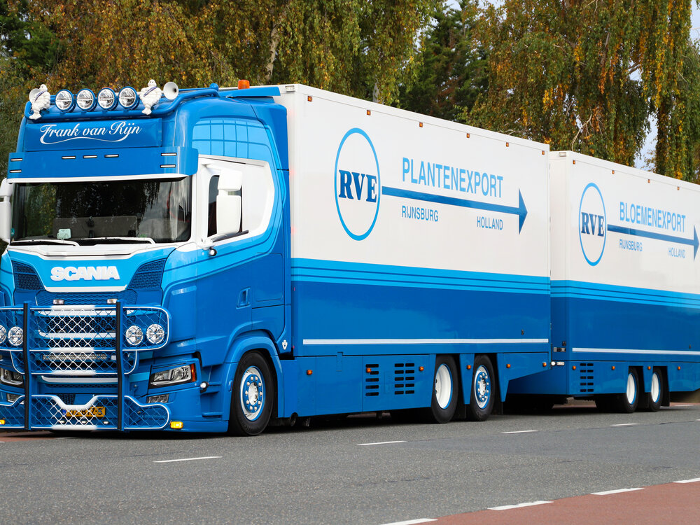 Tekno Tekno Scania NGS 530  Riged truck with 2-axle trailer RVE / F. VAN RIJN