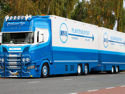 Tekno Tekno Scania NGS 530  Riged truck with 2-axle trailer RVE / F. VAN RIJN