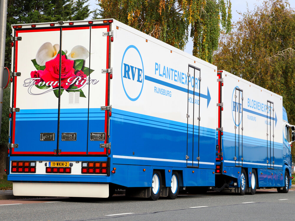 Tekno Tekno Scania NGS 530  Riged truck with 2-axle trailer RVE / F. VAN RIJN