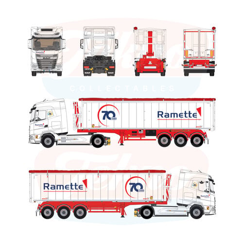 Tekno Tekno DAF XG 4x2 with 3-axle Stas trailer RAMETTE GROUPE