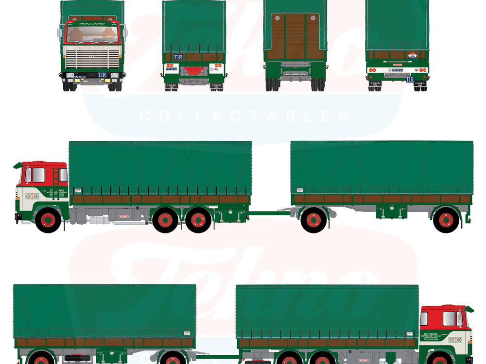 Tekno Tekno Scania 110 Riged truck with tilt trailer DSW