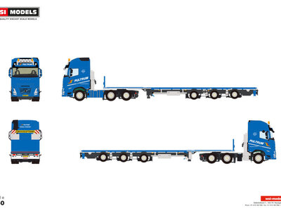 WSI WSI Volvo FH Aero Glob. XL 6x2 + 3-axle flatbed trailer PULTRUM