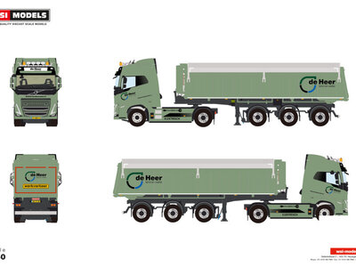 WSI WSI Volvo FH5 Glob. electric 4x2 + 3-axle tipper trailer DE HEER