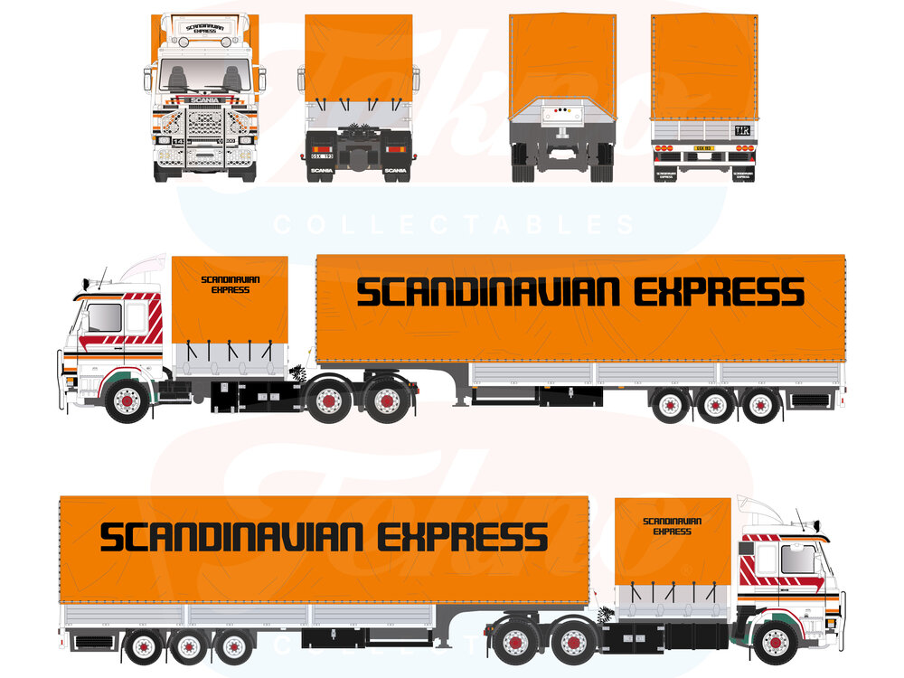 Tekno Tekno Scania 143 with swedish backpack +3-axle classic trailer SCANDINAVIAN EXPRESS
