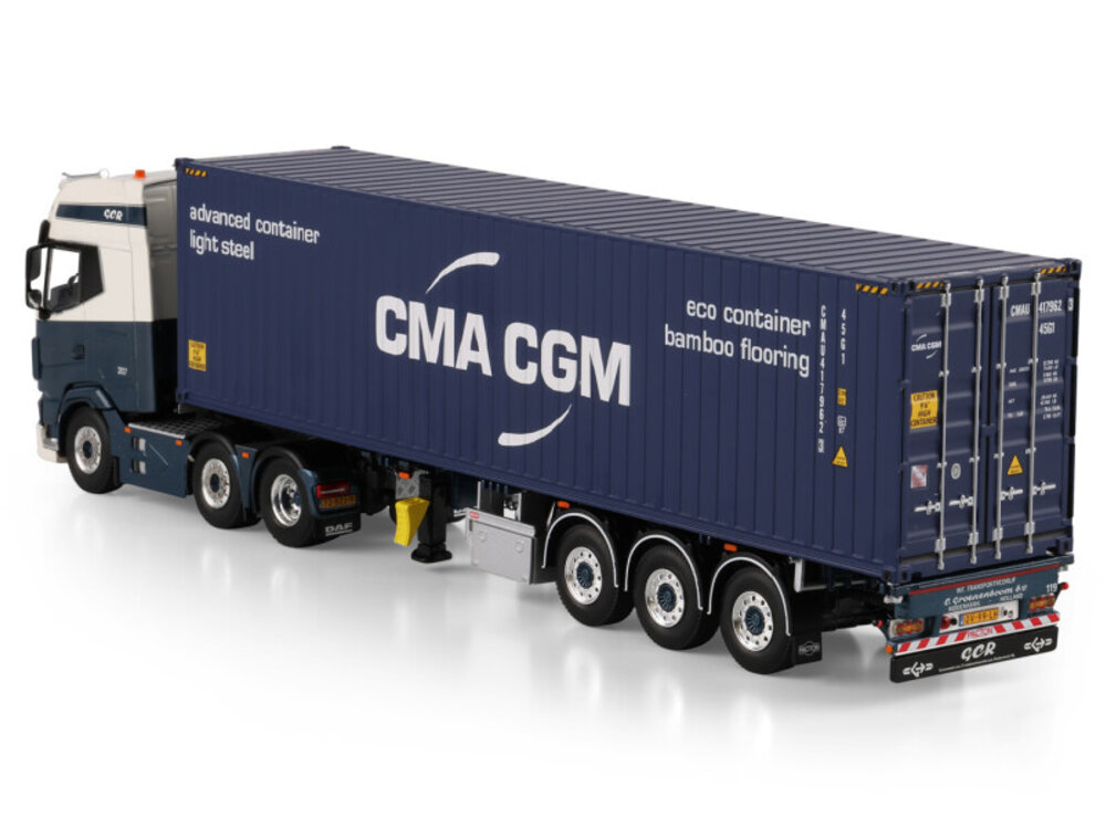 WSI WSI DAF XG+ 6x2 with 3-axle twin steer flex container trailer + 40ft container C. GROENENBOOM