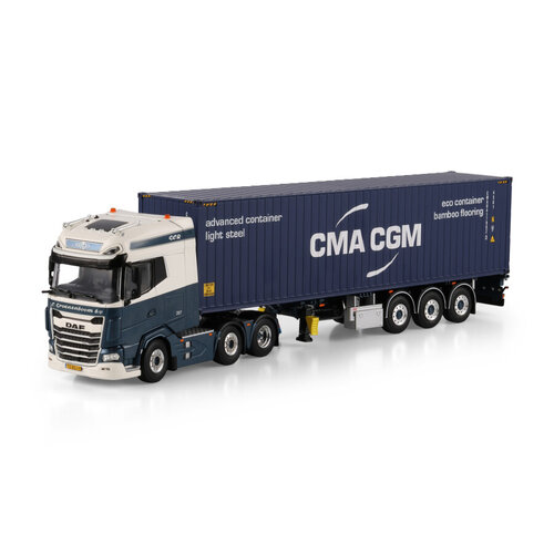 WSI WSI DAF XG+ 6x2 with 3-axle twin steer flex container trailer + 40ft container C. GROENENBOOM