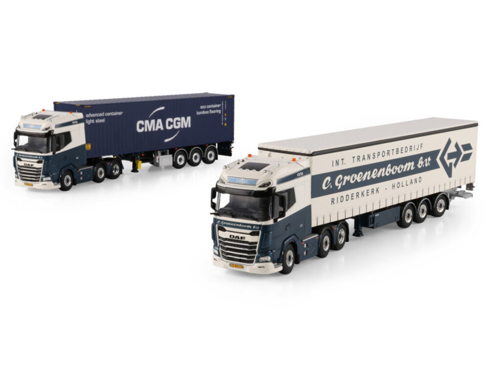 WSI WSI DAF XG+ 6x2 with 3-axle twin steer flex container trailer + 40ft container C. GROENENBOOM
