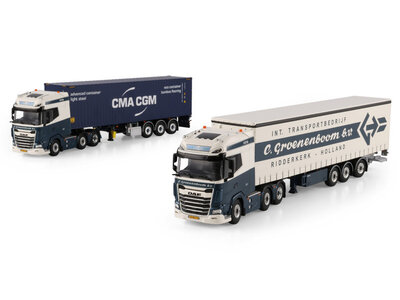 WSI WSI DAF XG+ 6x2 with 3-axle twin steer flex container trailer + 40ft container C. GROENENBOOM