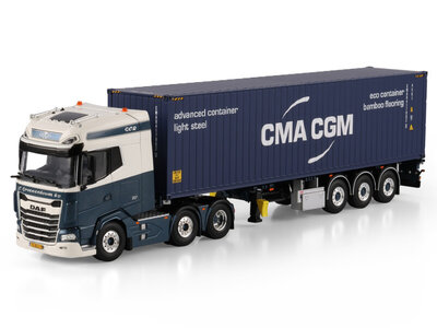 WSI WSI DAF XG+ 6x2 with 3-axle twin steer flex container trailer + 40ft container C. GROENENBOOM