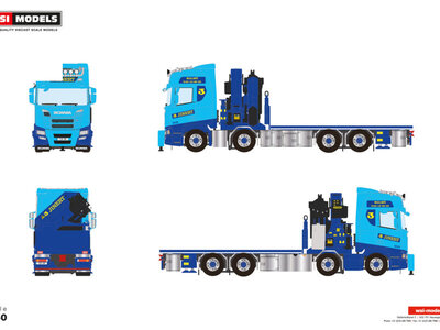 WSI WSI Scania R highline riged flatbed truck 8x2 with palfinger pk78002 SH + jib JINERT