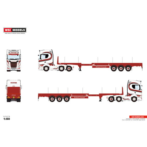 WSI WSI Scania S highline 6x2 twin steer with 3-axle flatbed trailer RICHARD ORMONDE