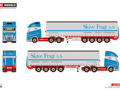 WSI WSI Volvo FH Aero Globetrotter XL 6x2 met 4-assige schuifzeilen oplegger SKIVE FRAGT A/S