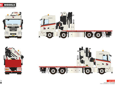 WSI WSI Scania R Normal 8x2 riged flatbed with fassi 1100 + jib VAN NOORT TRANSPORTEN