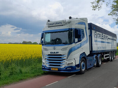 WSI WSI DAF XF SH with sky lichts 6x2 with 3-axle belt trailer ENGEL ELBURG