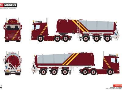 WSI WSI DAF XF SL 6x2 twin steer + 3-axle vacuum tank trailer LOONBEDRIJF K. MULDER