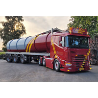 WSI DAF XF SL 6x2 twin steer + 3-axle vacuum tank trailer LOONBEDRIJF K. MULDER