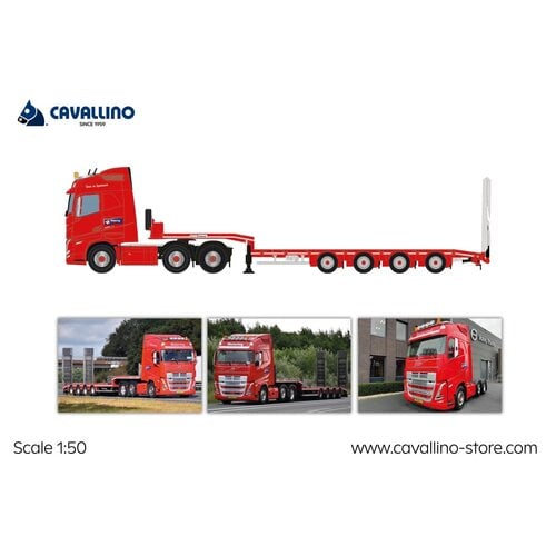 Cavallino Cavallino Volvo FH5 Globetrotter 6x2 met 4-as semi dieplader WETERING