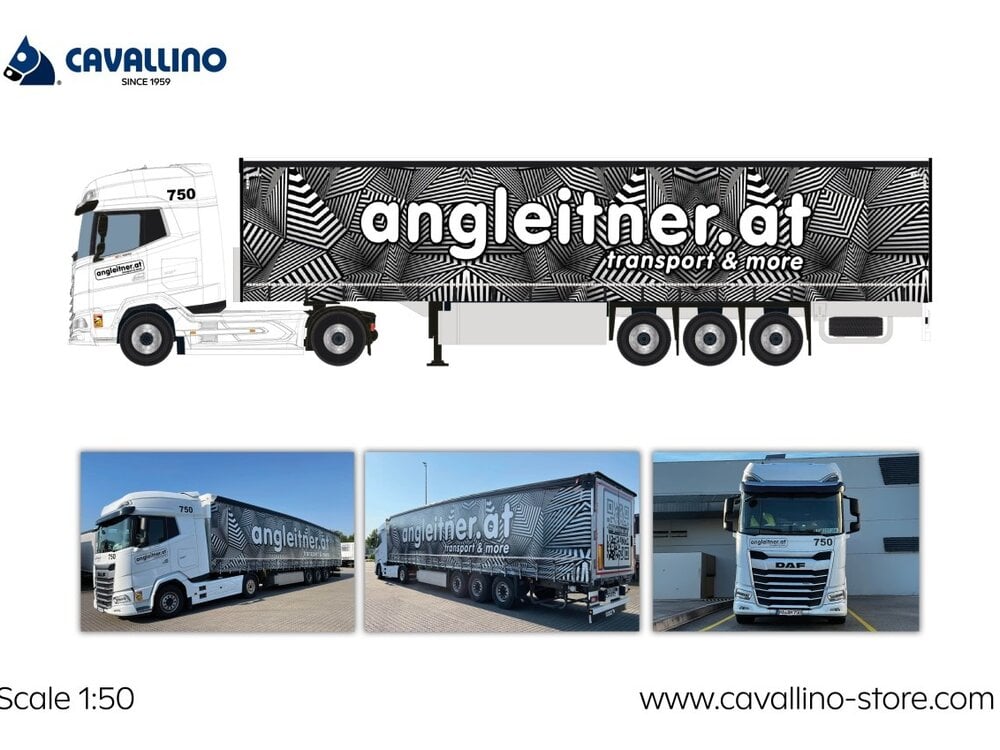 Cavallino Cavallino DAF XG+ 4x2 met 3-as schuifzeilen oplegger ANGLEITNER