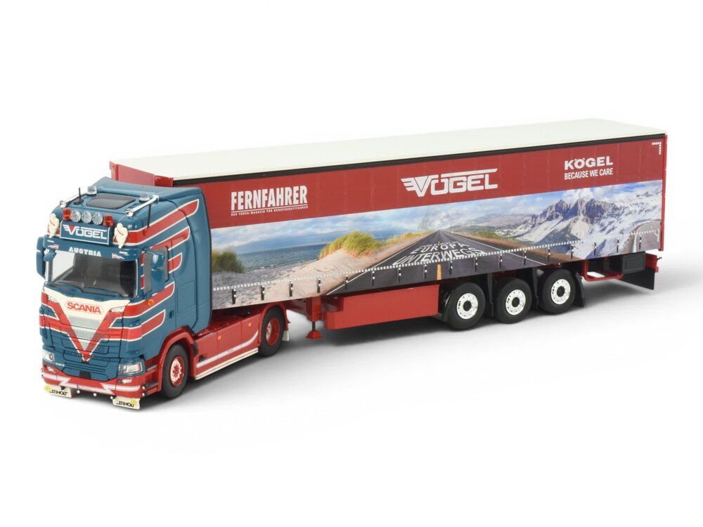 Tekno Tekno Scania Next Gen 540S Highline 4x2 met 3-assige zeiloplegger VOGEL FERNFAHRER