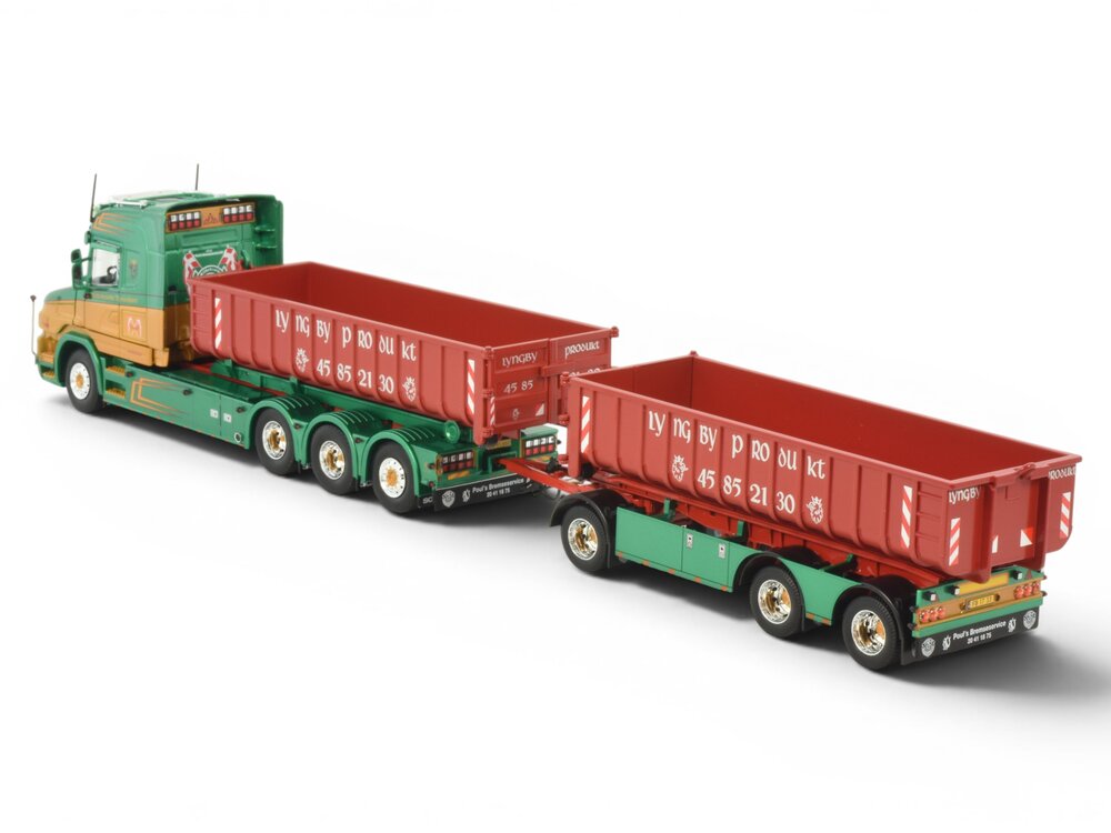 Tekno Tekno Scania Torpedo Highline 8x4 haakarm motorwagen met aanhanger KILDEBRONDE TRANSPORT